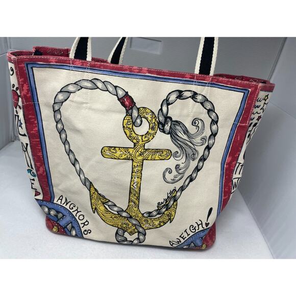 Brighton Canvas Tote Seas The Day Anchor Nautical‎ Tote Beach Bag Beach Core - Picture 4 of 8